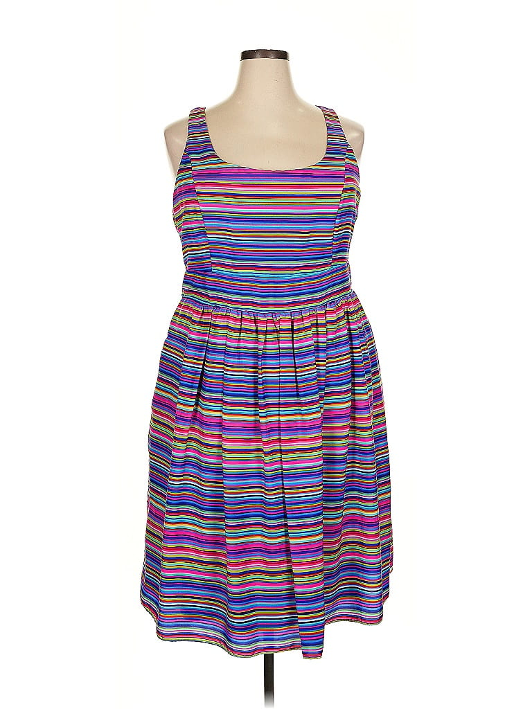 City Chic 100% Polyester Stripes Purple Casual Dress Size 18 - photo 1