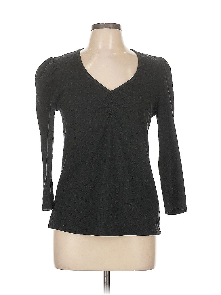 Pre-owned Fat Face 3/4 Sleeve Top Gray Sweetheart Neckline Tops