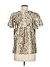 Eva Franco Metallic Silver Tan Short Sleeve Blouse Size M - photo 2