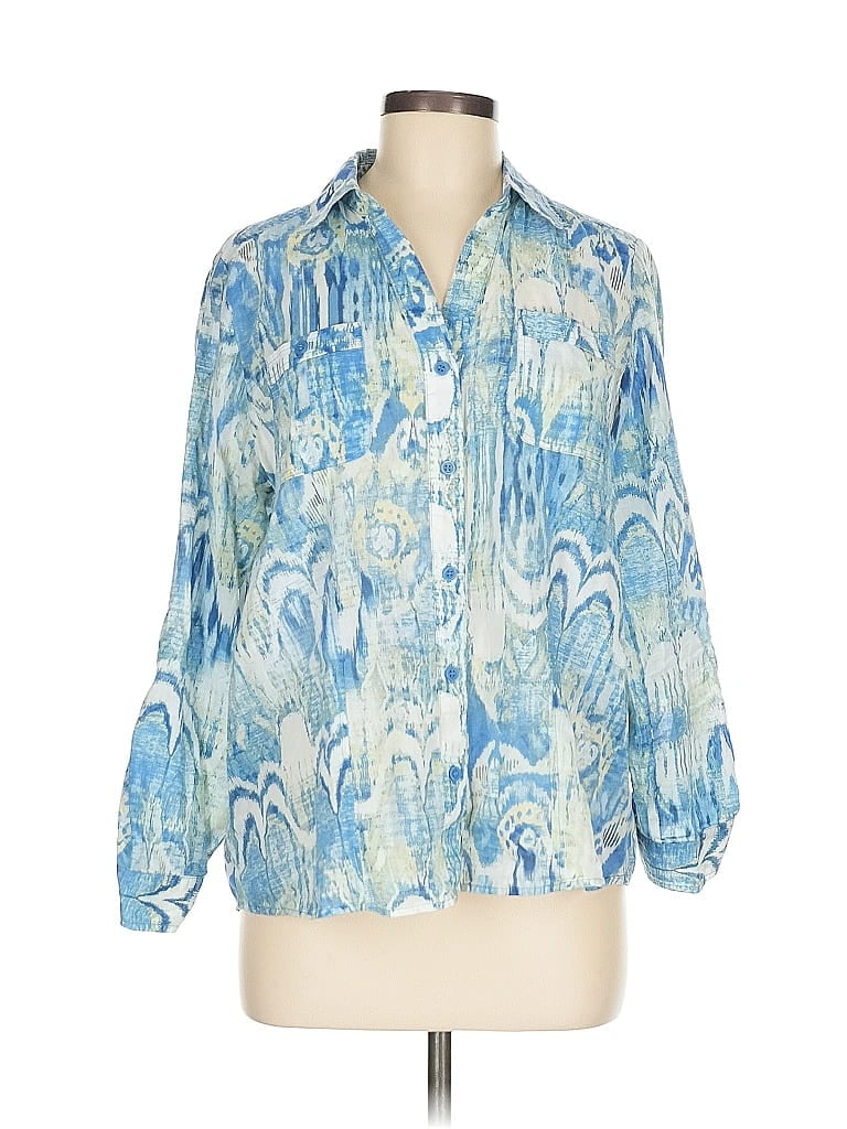 Pre-owned Chico's 3/4 Sleeve Blouse In Blue