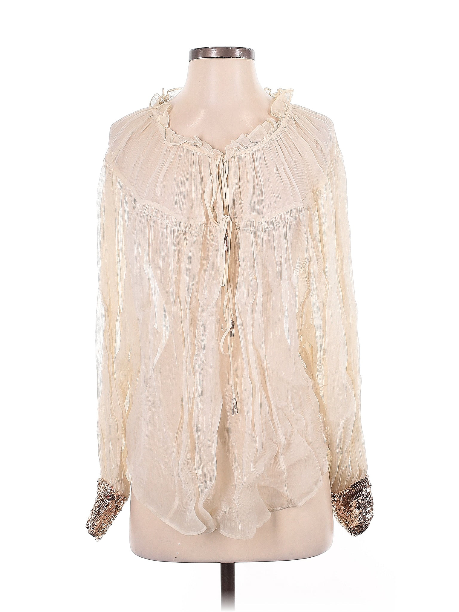 Free People Ivory Long Sleeve Blouse Size S