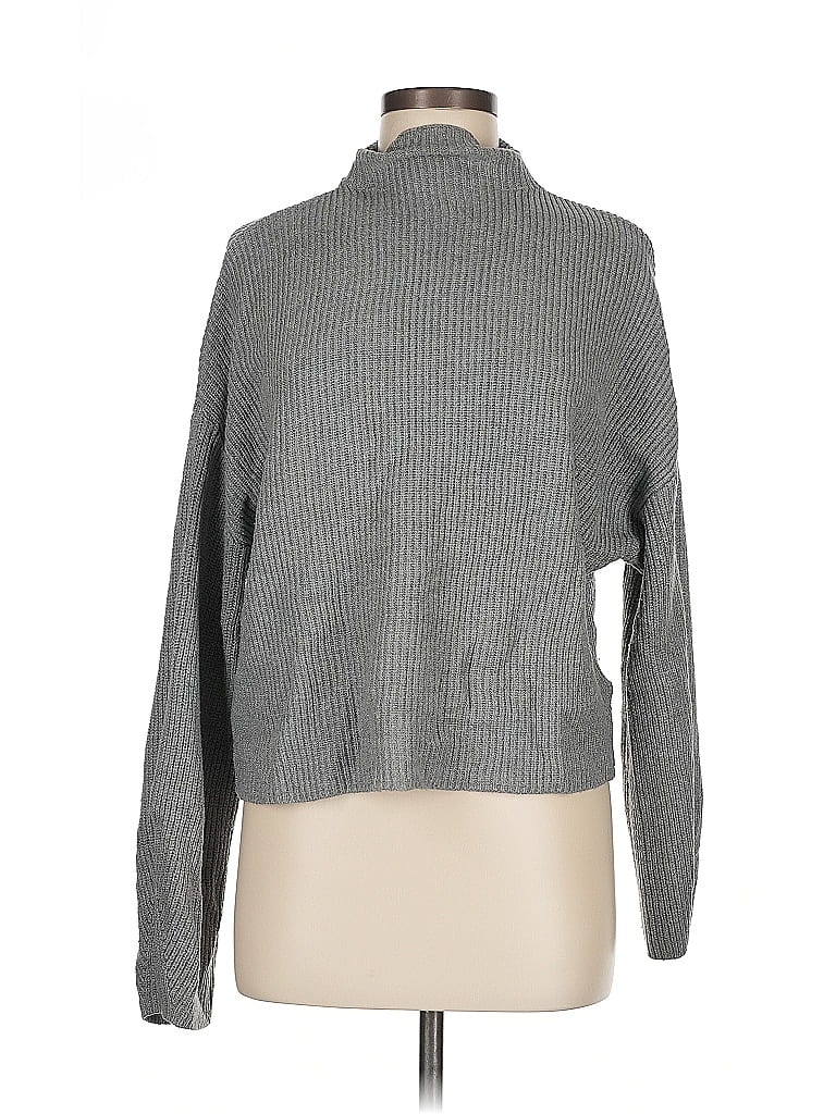 Pre-owned Express Turtleneck Sweater In Gray