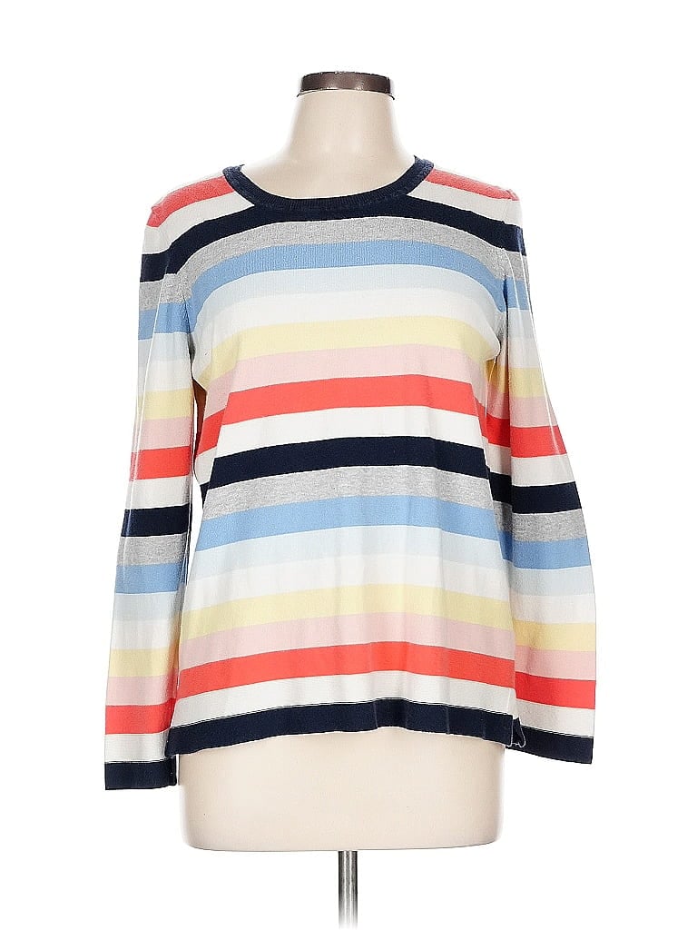 Barbour 100% Cotton Stripes Blue Ivory Pullover Sweater Size 10 - photo 1