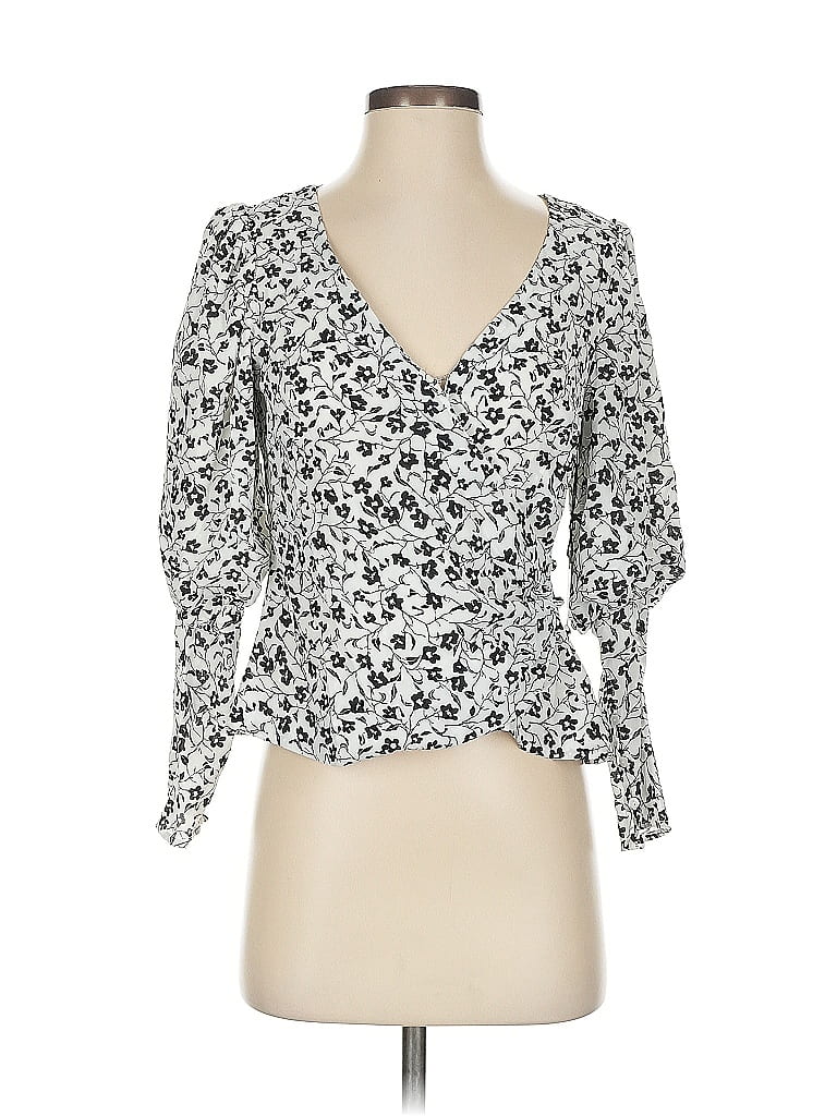 Pre-owned Astr Long Sleeve Blouse In White