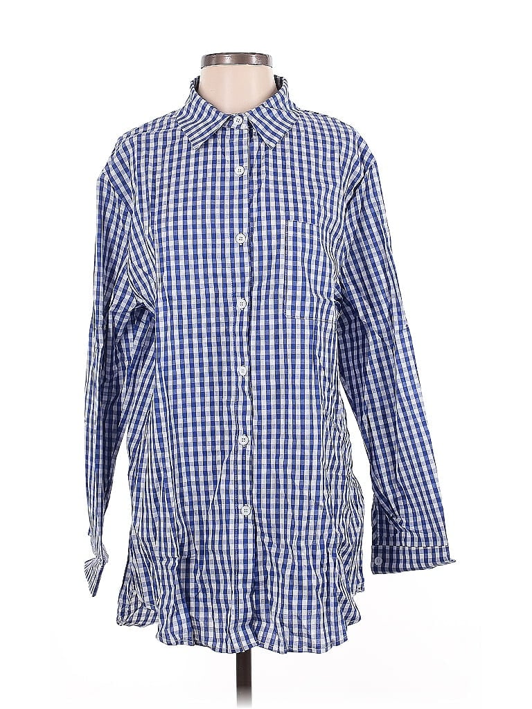 E-retro 3/4 Sleeve Button Down Shirt In Blue