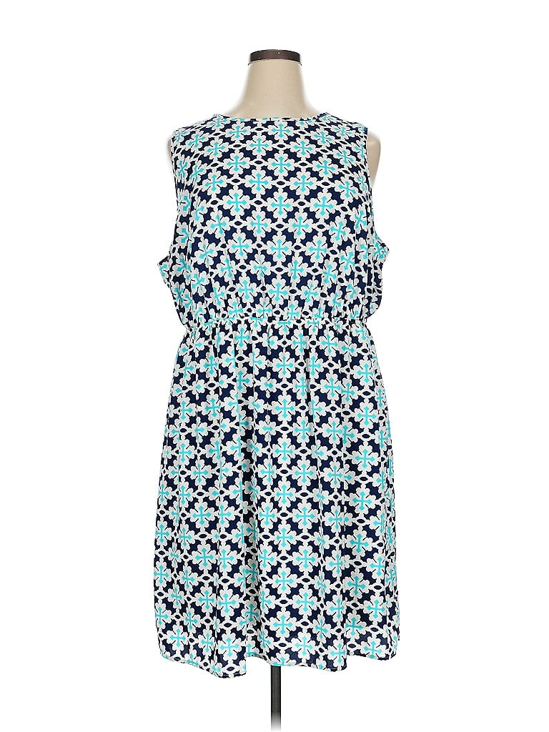 Peach Love 100% Polyester Print Blue Casual Dress Size 1X - photo 1