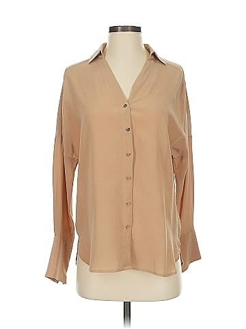 Back Label 3/4 Sleeve Silk Top (view 1)