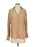 Back Label 100% Silk Tan 3/4 Sleeve Silk Top Size 00 - photo 1