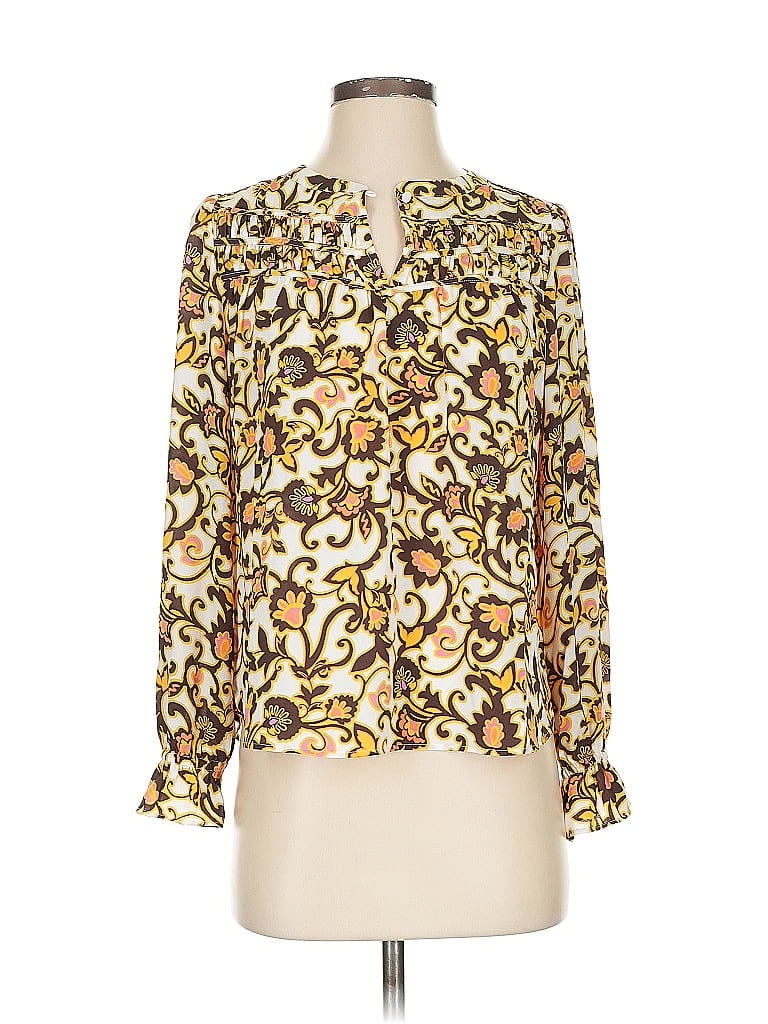 Pre-owned Ann Taylor Loft Long Sleeve Blouse In Gold