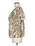 Eva Franco Metallic Silver Tan Short Sleeve Blouse Size M - photo 5