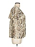 Eva Franco Metallic Silver Tan Short Sleeve Blouse Size M - photo 4