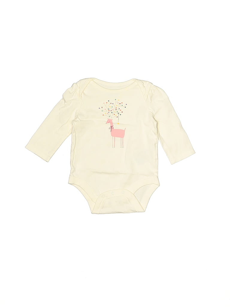 Pre-owned Baby Gap Babies' Long Sleeve Onesie In White