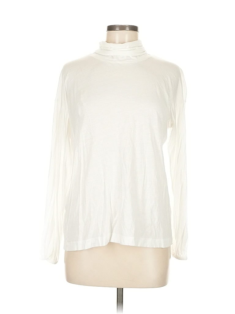 Pre-owned Something Navy Long Sleeve Turtleneck In White