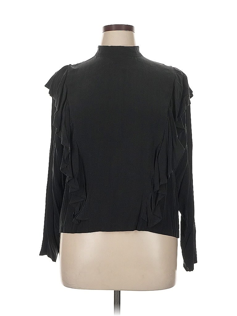 Pre-owned H&m Long Sleeve Blouse In Black