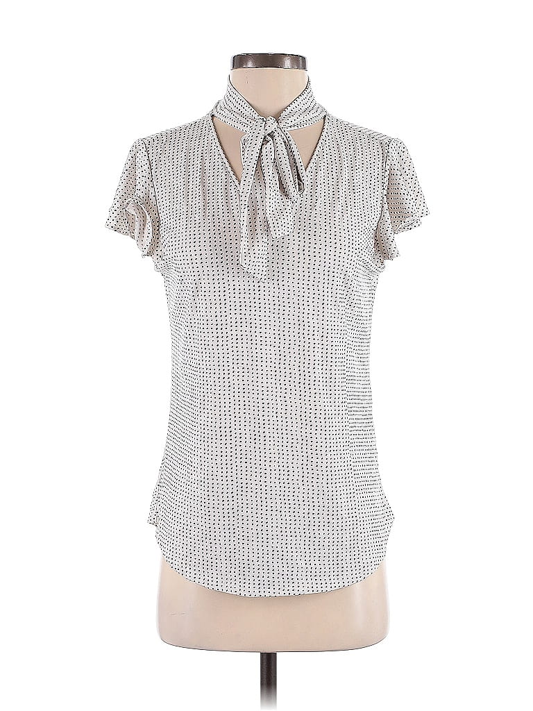 Pre-owned Adrianna Papell Short Sleeve Blouse In Silver
