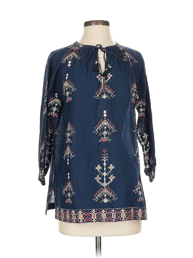 Pre-owned Madewell Long Sleeve Blouse In Blue