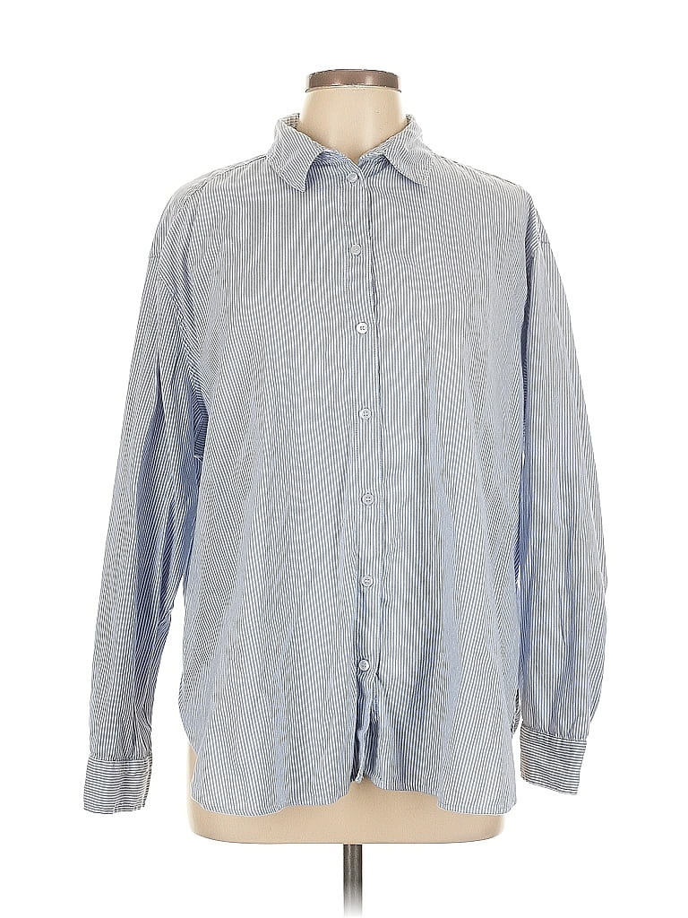 Pre-owned Unbranded Long Sleeve Button Down Shirt In Blue