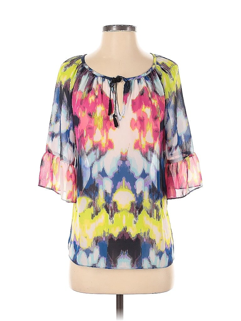 Click to view more detailed imagery on our partner's website Pre-owned Milly For Design Nation 3/4 Sleeve Blouse In Yellow