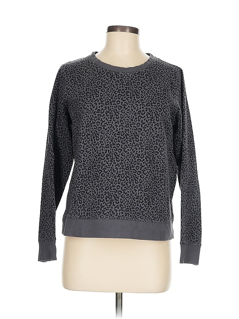 Pre-owned J.crew Factory Store Long Sleeve Top Gray Crew Neck Tops