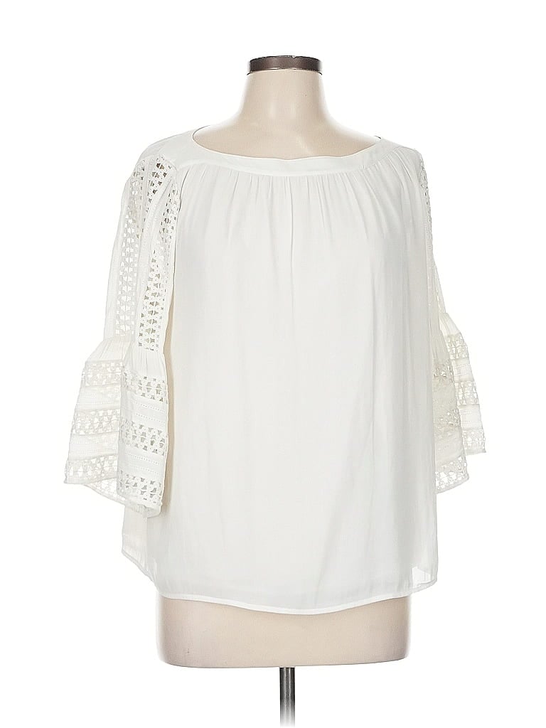 Pre-owned Ann Taylor Loft 3/4 Sleeve Blouse In White