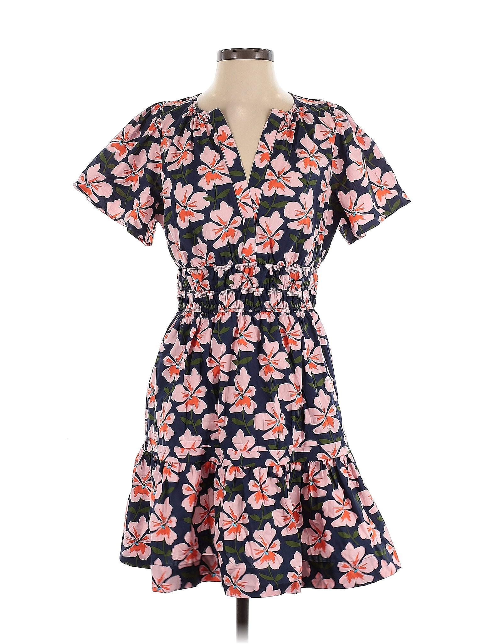 Anthropologie 100% Cotton Floral Pink Casual Dress Size S