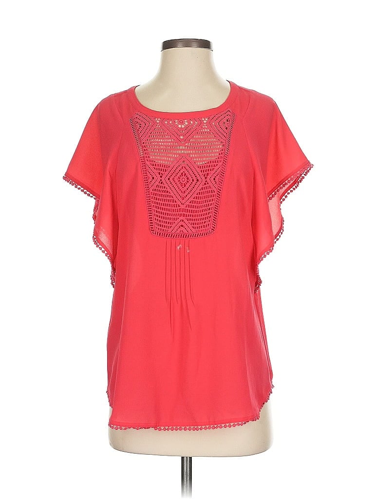 Pre-owned Meadow Rue Short Sleeve Blouse In Red