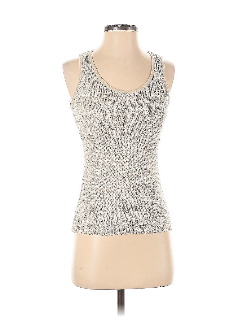 Pre-owned Ann Taylor Loft Tank Top Silver Halter Neckline Tops