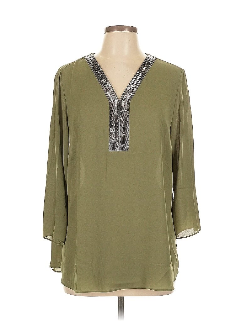 Pre-owned Jm Collection 3/4 Sleeve Blouse In Green