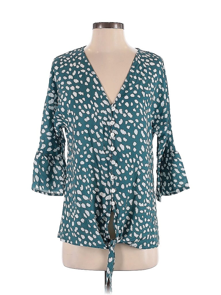 Pre-owned Assorted Brands 3/4 Sleeve Blouse In Blue