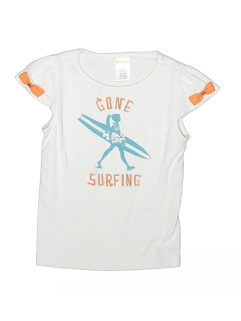 Pre-owned Gymboree Kids' Short Sleeve Top White Crew Neck Tops