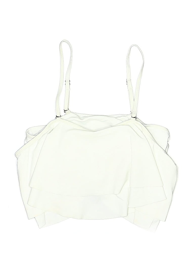 Pre-owned Unbranded Swimsuit Top Ivory Solid Pattern Swimwear In White