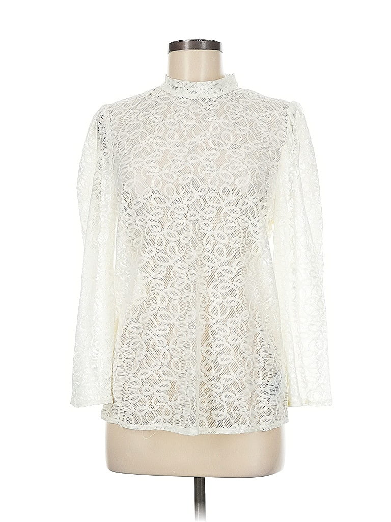 Pre-owned Gap Long Sleeve Blouse In White