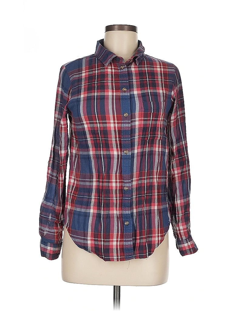 Pre-owned American Eagle Outfitters Long Sleeve Button Down Shirt In Blue