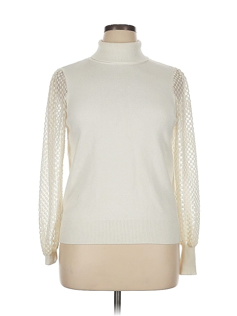 Pre-owned Marled By Reunited Long Sleeve Top Ivory Turtleneck Tops In White