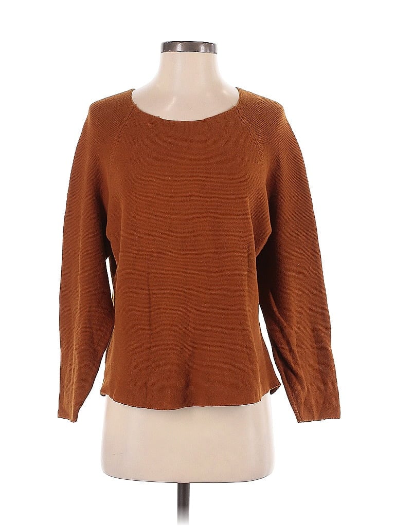 Pre-owned Mng Long Sleeve Top Brown Boatneck Tops