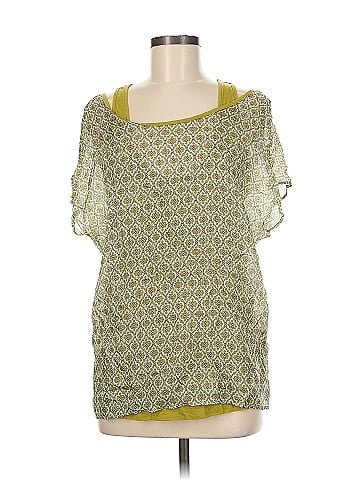 Three Dots Short Sleeve Silk Top (view 1)