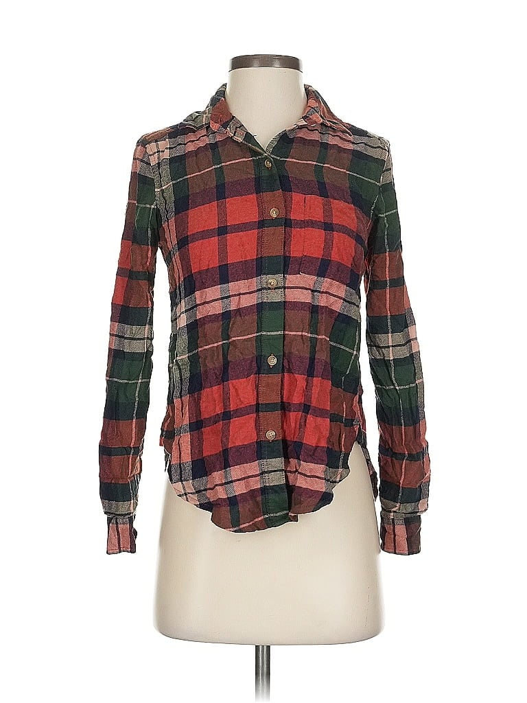 Pre-owned American Eagle Outfitters Long Sleeve Button Down Shirt In Burgundy