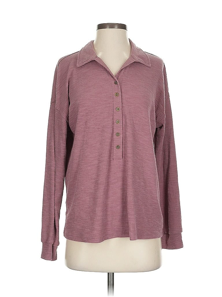 Pre-owned Fashion Long Sleeve Polo Shirt In Burgundy