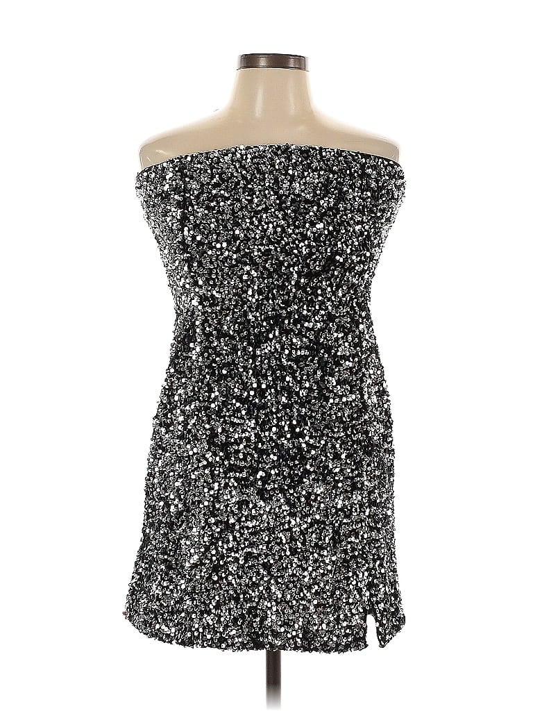 White Birch 100% Polyester Black Silver Cocktail Dress Size L - photo 1