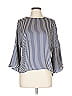 Iris & Ink 100% Polyester Stripes Blue 3/4 Sleeve Blouse Size 10 - photo 1