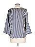 Iris & Ink 100% Polyester Stripes Blue 3/4 Sleeve Blouse Size 10 - photo 2