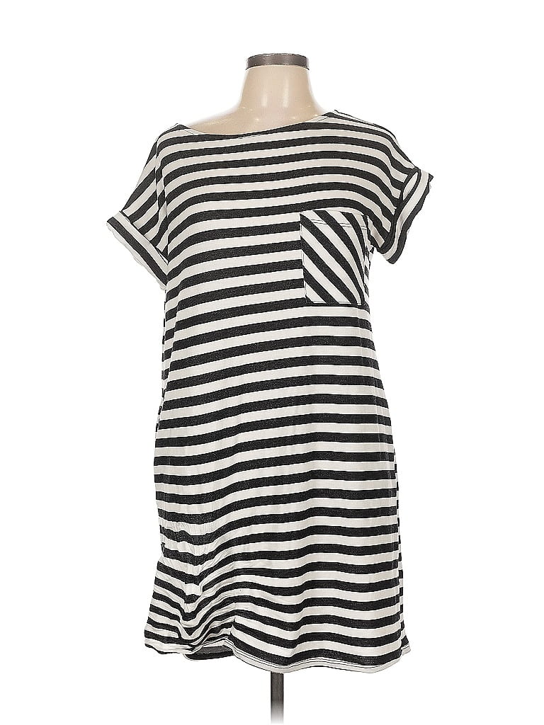 White Birch Stripes Black Casual Dress Size L - photo 1
