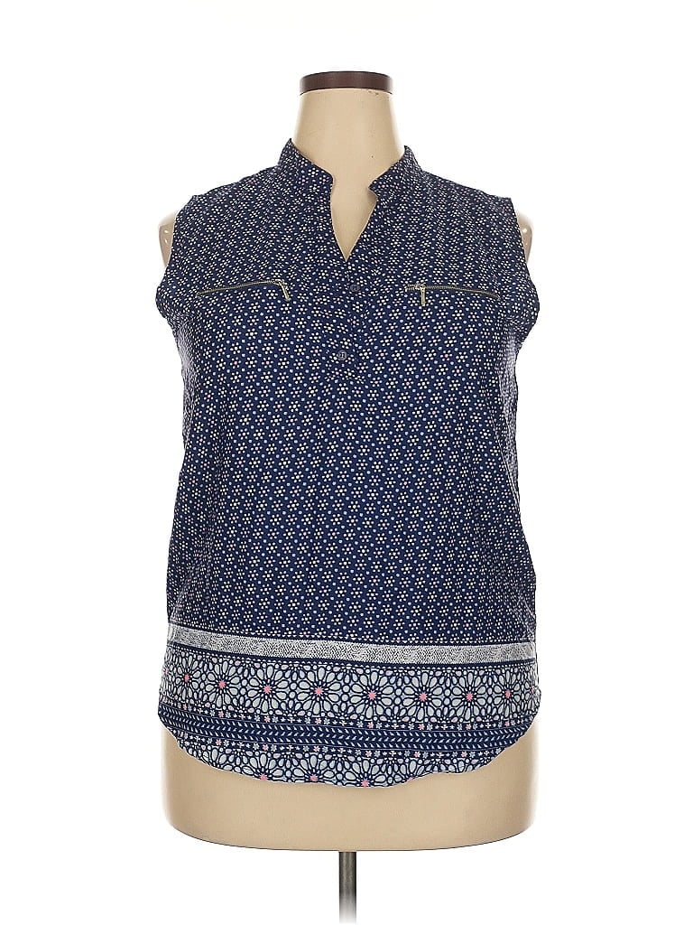 Pre-owned Time To Bloom Sleeveless Blouse In Blue