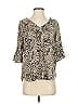 Harve Benard 100% Polyester Animal Print Tan 3/4 Sleeve Blouse Size S - photo 1
