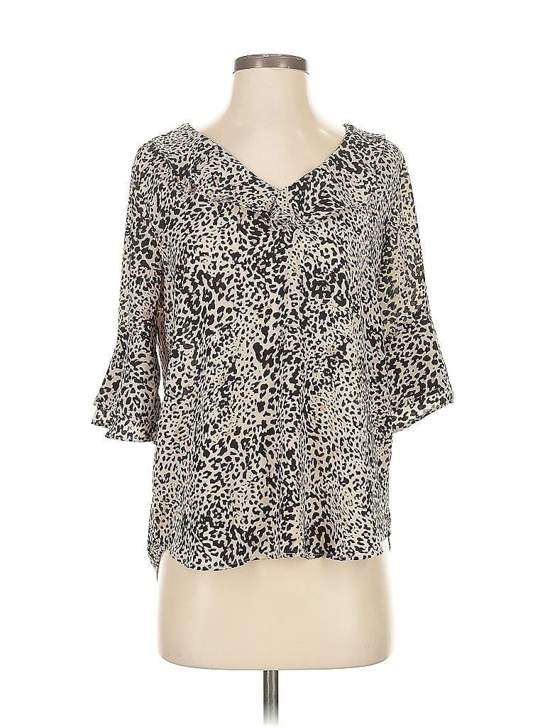 Pre-owned Harve Benard 3/4 Sleeve Blouse In Brown