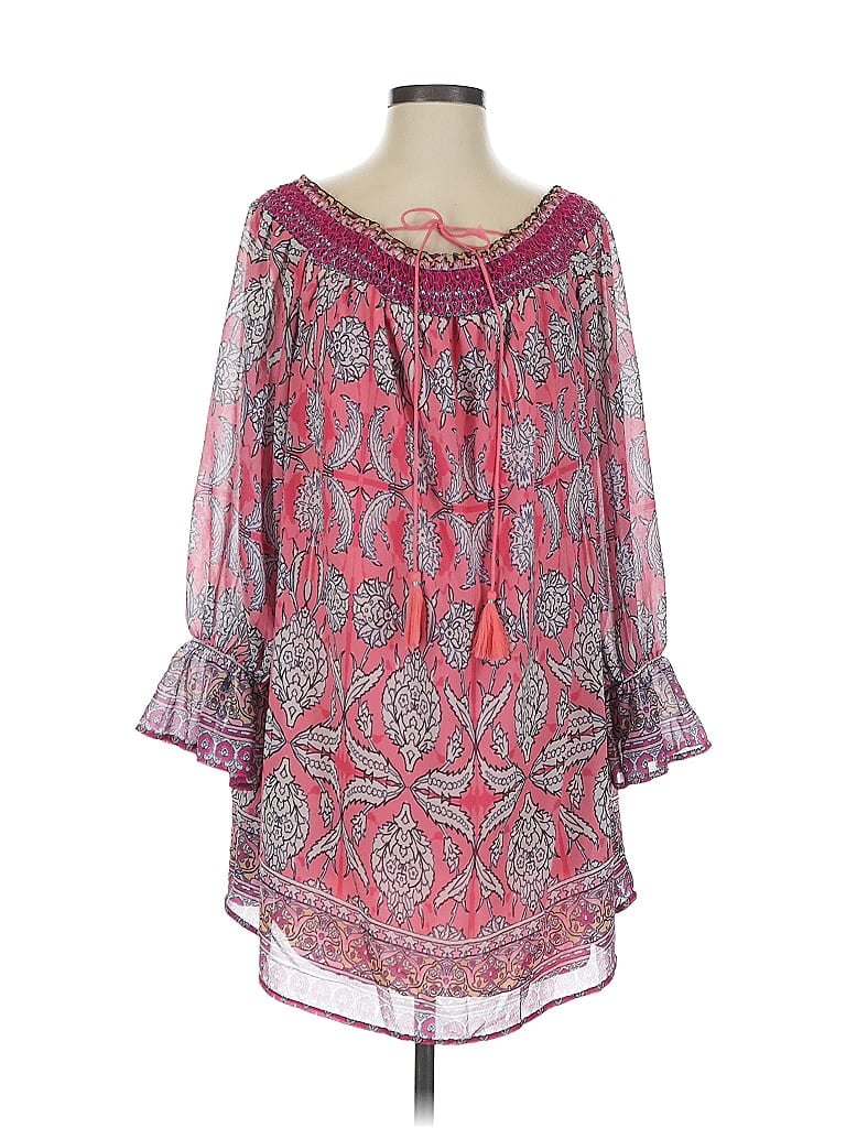 Pre-owned Champagne & Strawberry 3/4 Sleeve Blouse In Pink