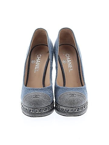 Chanel Denim CC Cap-Toe Chain Detail Platform (view 2)