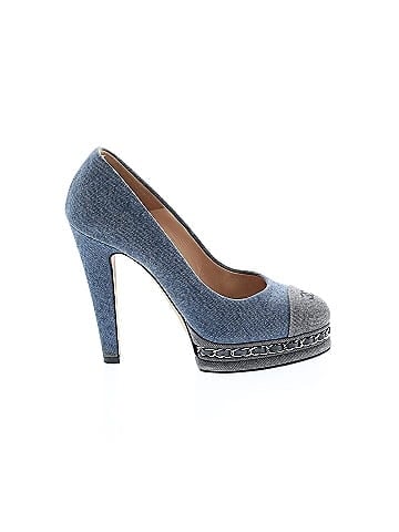 Chanel Denim CC Cap-Toe Chain Detail Platform (view 1)