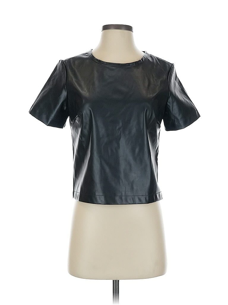 Pre-owned Porridge Short Sleeve Top Black Square Neckline Tops