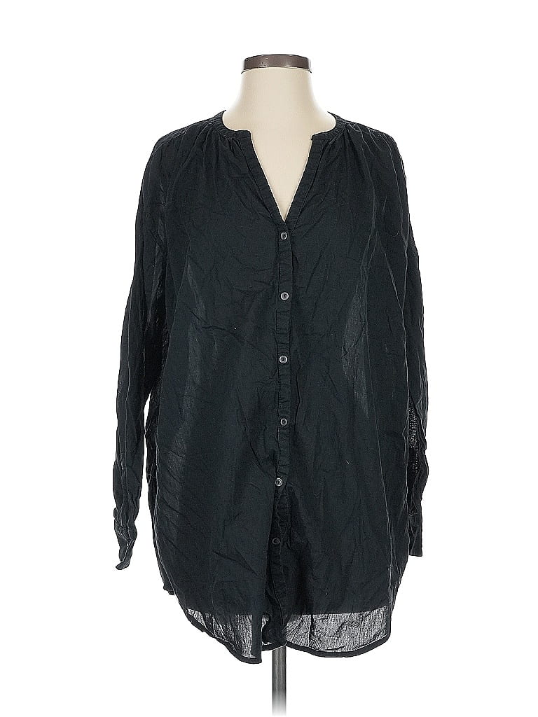 Pre-owned Gap Body Long Sleeve Blouse In Black